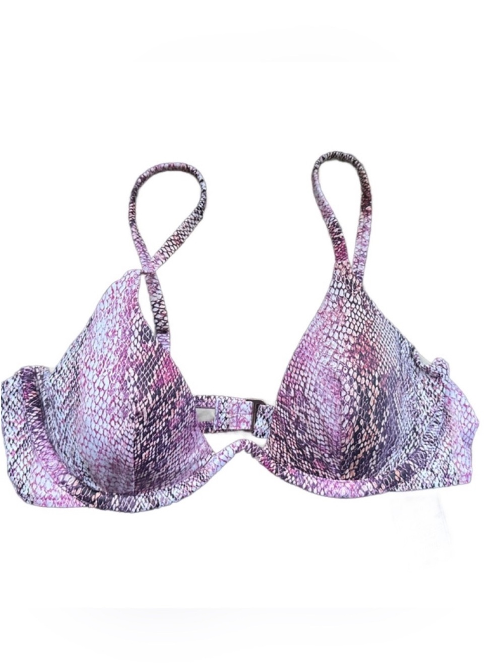 Two Piece Purple Snakeskin Print Push-Up High Leg Extra Cheeky Bikini